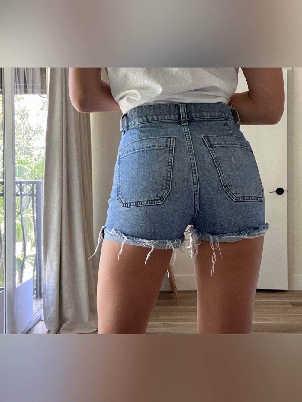 Madewell Light Blue Distressed Jean Shorts